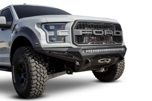 Ford F-150 Raptor Bumper - Front - Addictive Desert Designs - Stealth Fighter with Winch Mount - Hammer Black Powder Coat finish with Satin Black Panels - `17-`18